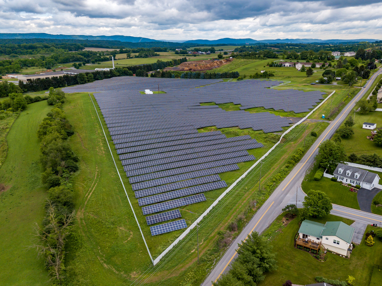 Drone photo that shows the whole 21 acre solar array